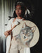 Handcrafted Shaman tambourine with a stunning 40cm wolf painting, ideal for ceremonies and connecting with nature's spirit.