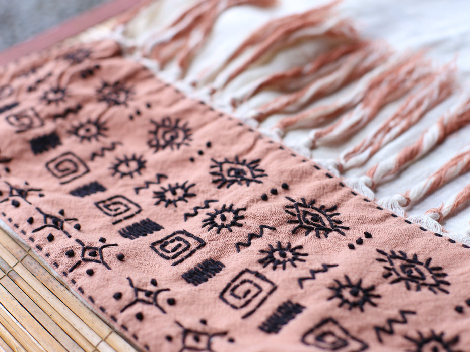 Linen Poncho Pink & Black