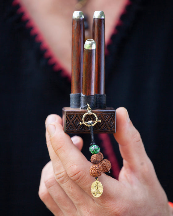 Self-Applicator Pipe – Silver Embellished Ritual Tool