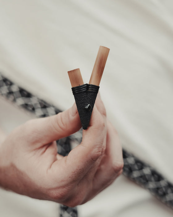 Volcanic Energy Bamboo ceremonial applicator with Hematite Stone
