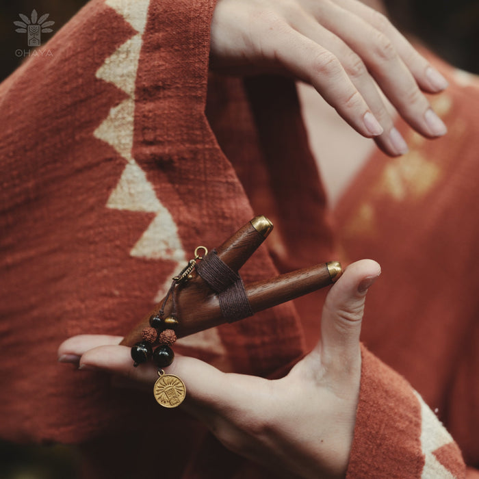 Teak Wood Handcrafted Wooden Pipe with Bronze Cup