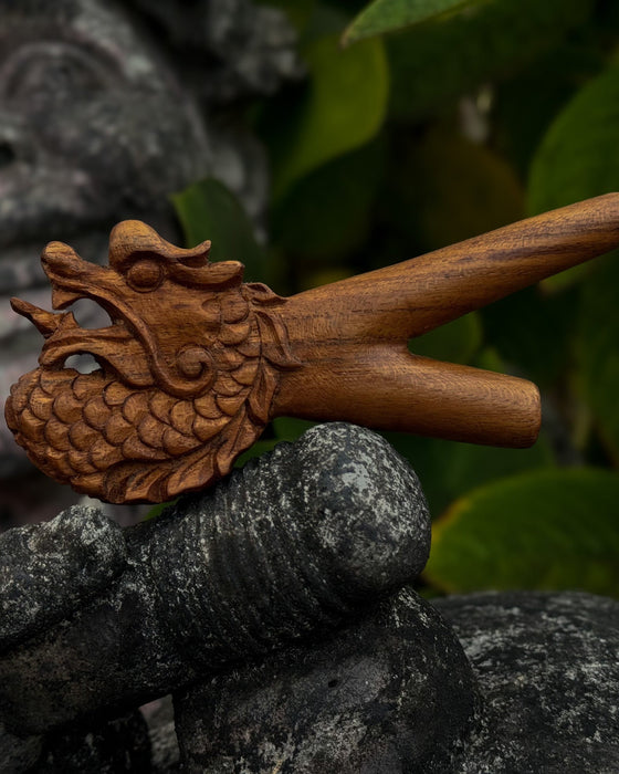 Dragon Kuripe Pipe for Hape Snuff - Wooden Pipe for Herbal Medicine - Shamanic Tools TEAK Wood Kuripe Applicator