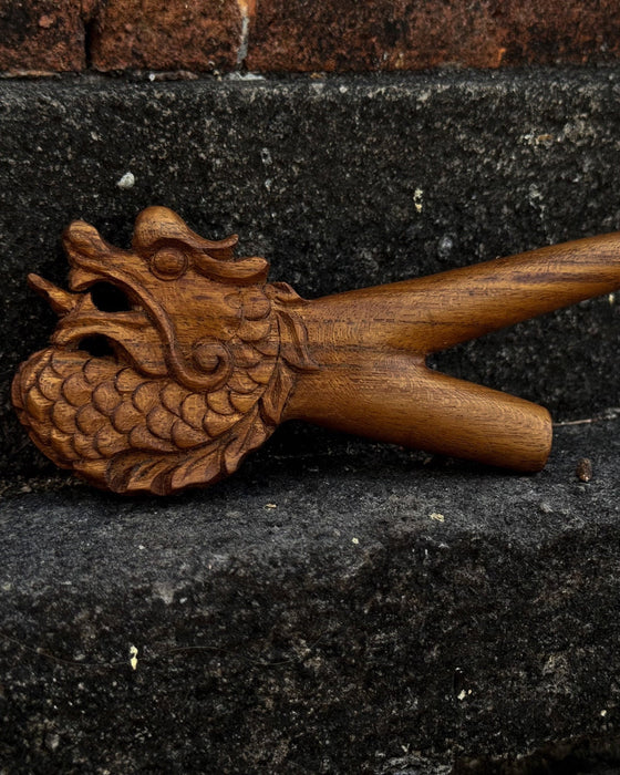 Dragon Kuripe Pipe for Hape Snuff - Wooden Pipe for Herbal Medicine - Shamanic Tools TEAK Wood Kuripe Applicator