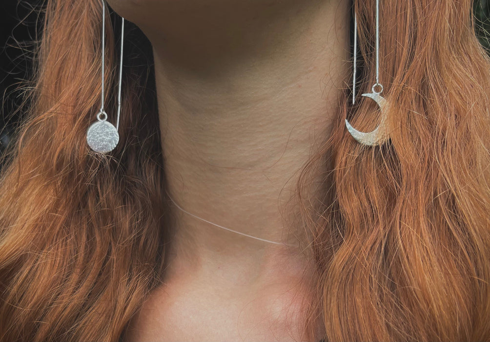 "Sun and Moon" Silver Earrings