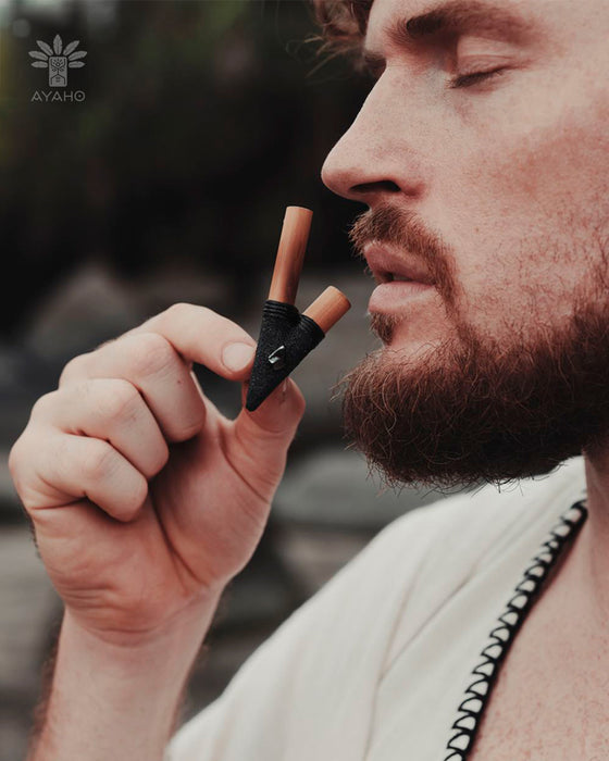 Volcanic Energy Bamboo ceremonial applicator with Hematite Stone