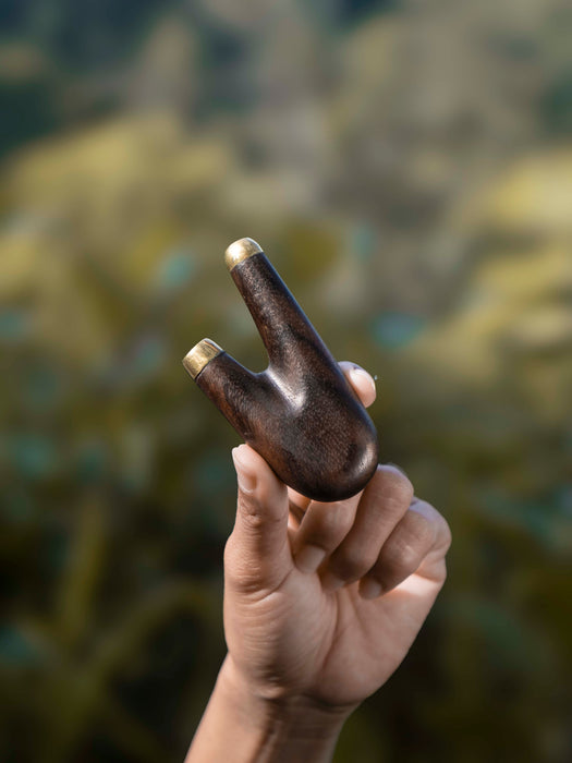 Rosewood Ceremonial Pipe with Bronze Cup