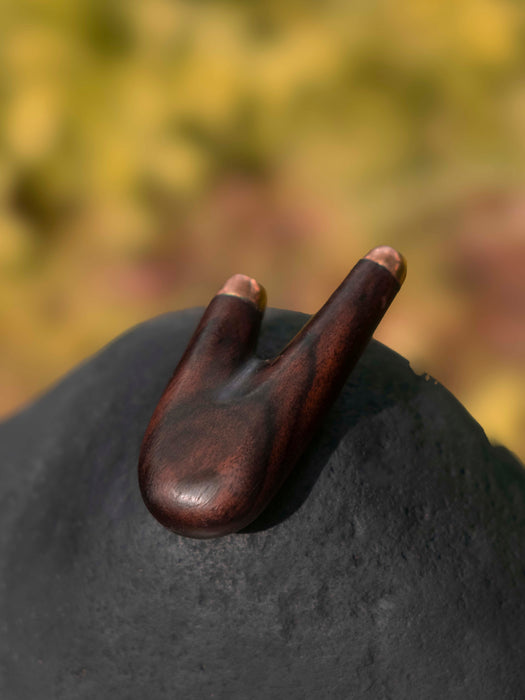 Rosewood Ceremonial Pipe with Bronze Cup