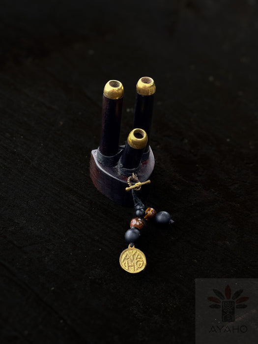 Double Pipe Ethnic Wooden Ritual Accessory