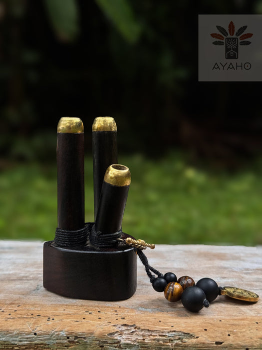 Double Pipe Ethnic Wooden Ritual Accessory