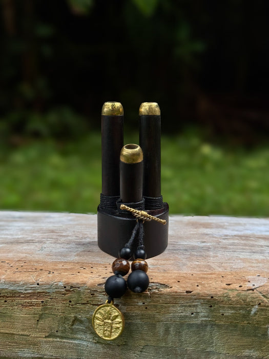 Double Pipe Ethnic Wooden Ritual Accessory
