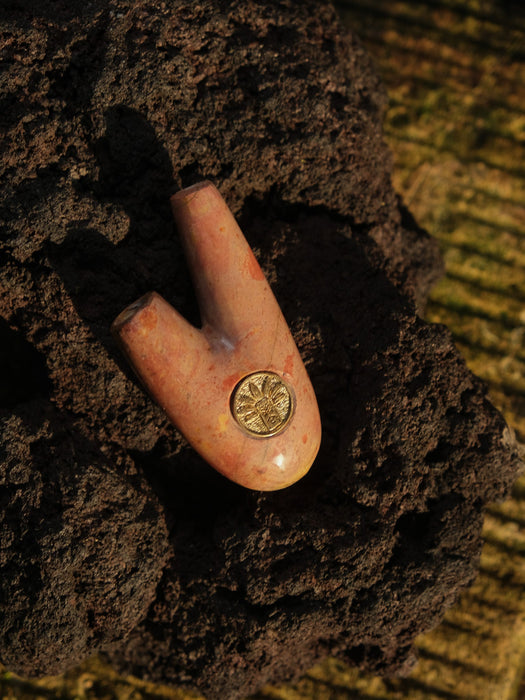 Pink Marble Stone Ceremonial Pipe