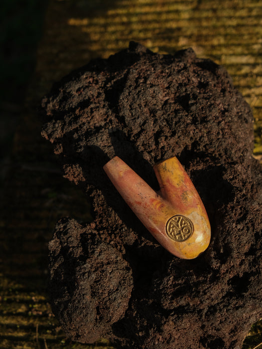 Pink Marble Stone Ceremonial Pipe