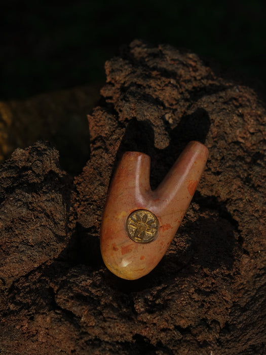 Pink Marble Stone Ceremonial Pipe