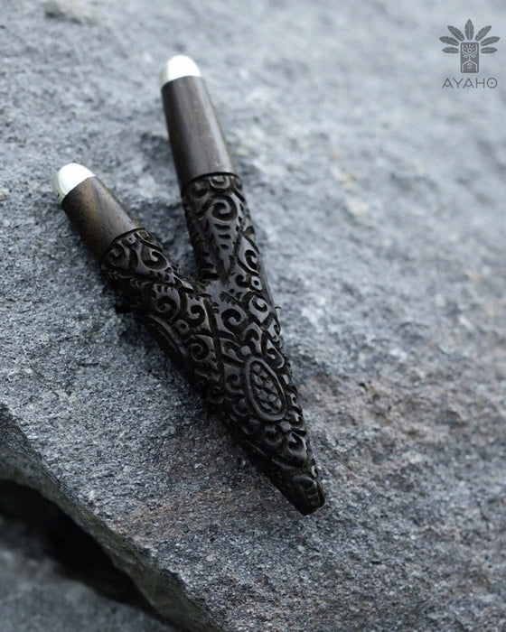 Balinese Carved Rosewood Shamanic Ritual Pipe