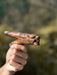 Jaguar Man Kuripé — hand-carved rapé pipe made of mango wood with silver cup