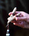 Tamarind wood kuripe pipe with turquoise and a peacock feather, a shamanic smoking accessory for hape snuff