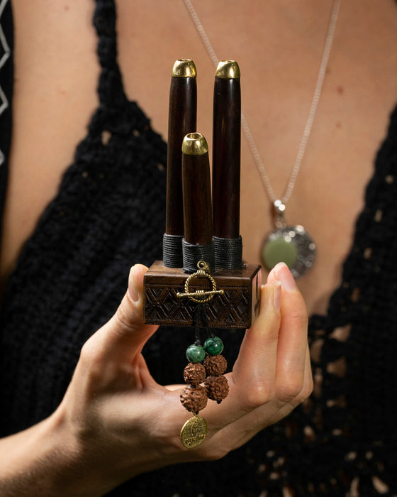 Self-Applicator Pipe – Silver Embellished Ritual Tool
