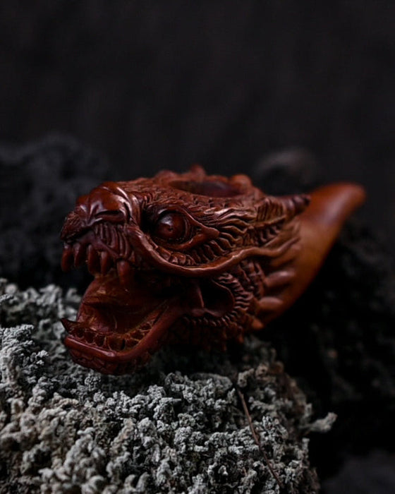 Carved wood smoking pipe «Dragon»