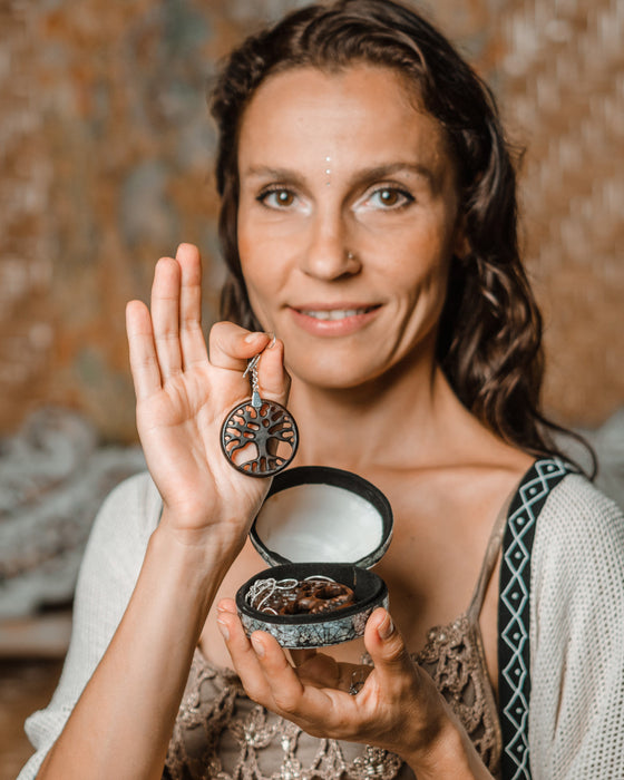 "Tree of Life" Rosewood & Silver Amulet