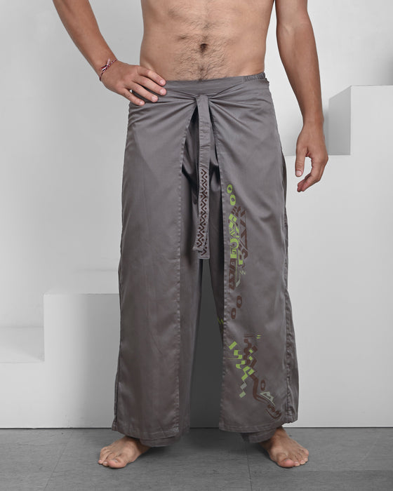 Soft and lightweight grey Thai pants, expertly handmade with a silky cotton blend for effortless style and comfort.