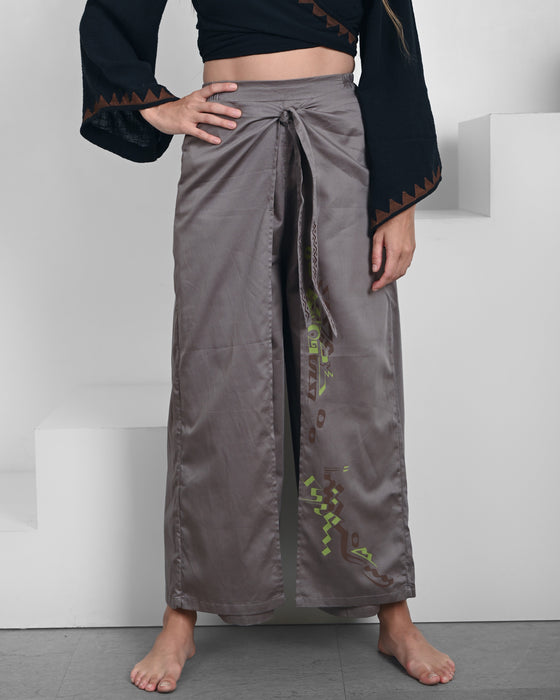 Soft and lightweight grey Thai pants, expertly handmade with a silky cotton blend for effortless style and comfort.