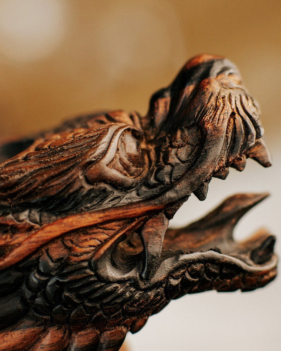 Carved wood smoking pipe «Dragon»