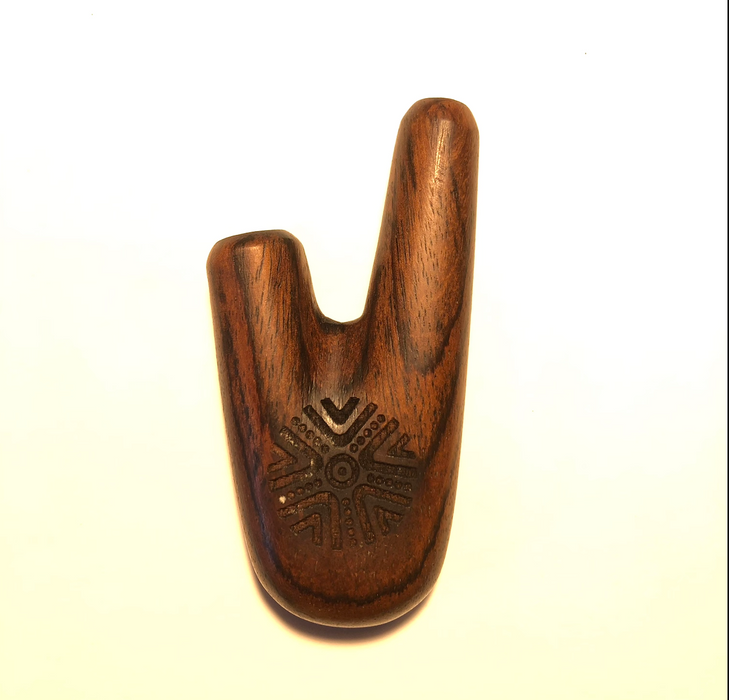 Wooden product with a star-like design on a white background