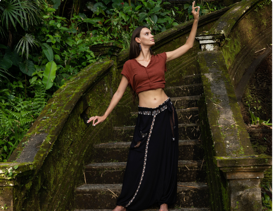 Alladine boho pants with white pattern