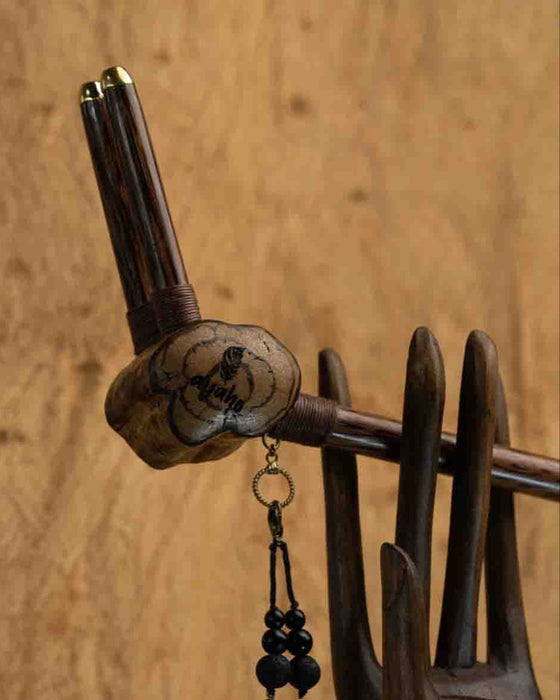 Handcrafted Wooden Pipe Double Shot  – Dual Tube Self - Applicator