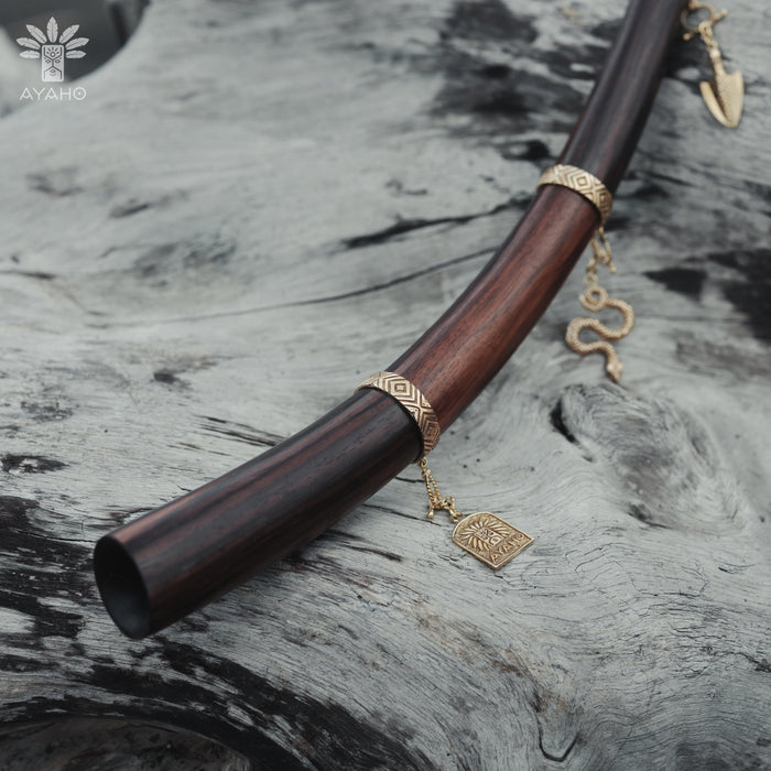 Rosewood Ceremonial Wooden Accessory with Bronze Cups