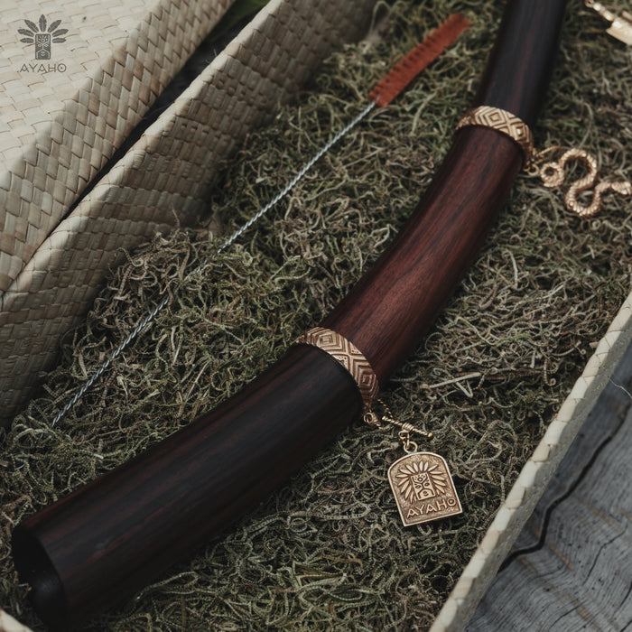 Rosewood Ceremonial Wooden Accessory with Bronze Cups