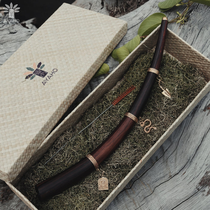 Rosewood Ceremonial Wooden Accessory with Bronze Cups