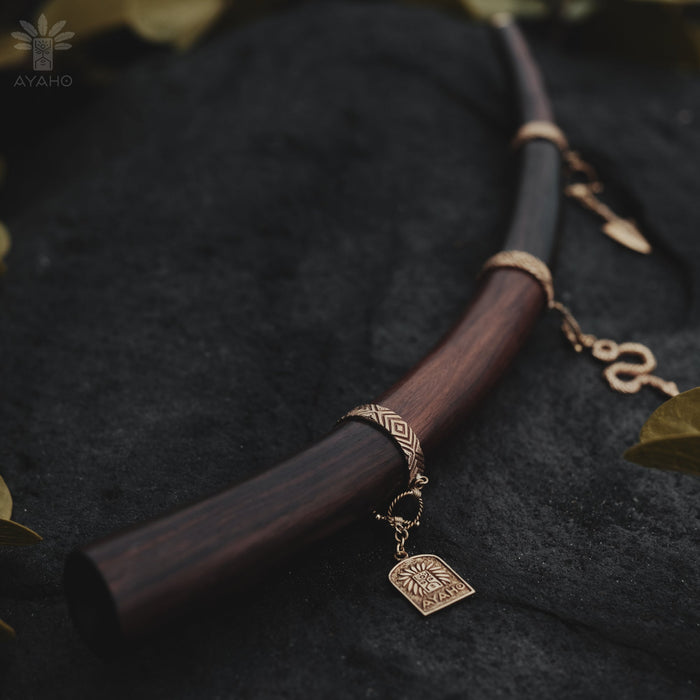 Rosewood Ceremonial Wooden Accessory with Bronze Cups