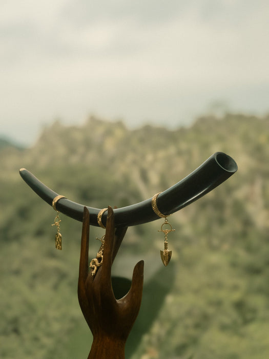 Rosewood Ceremonial Pipe with 22K Gold-Plated Cups