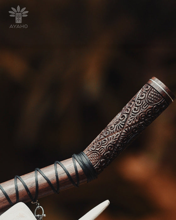 Balinese Carved Rosewood Shamanic Ritual Pipe