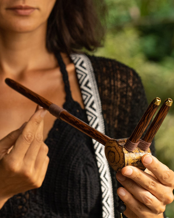 Handcrafted Wooden Pipe Double Shot  – Dual Tube Self - Applicator