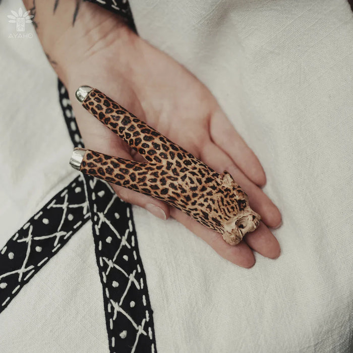 Handcrafted Ethnic Wooden Jaguar Pipe