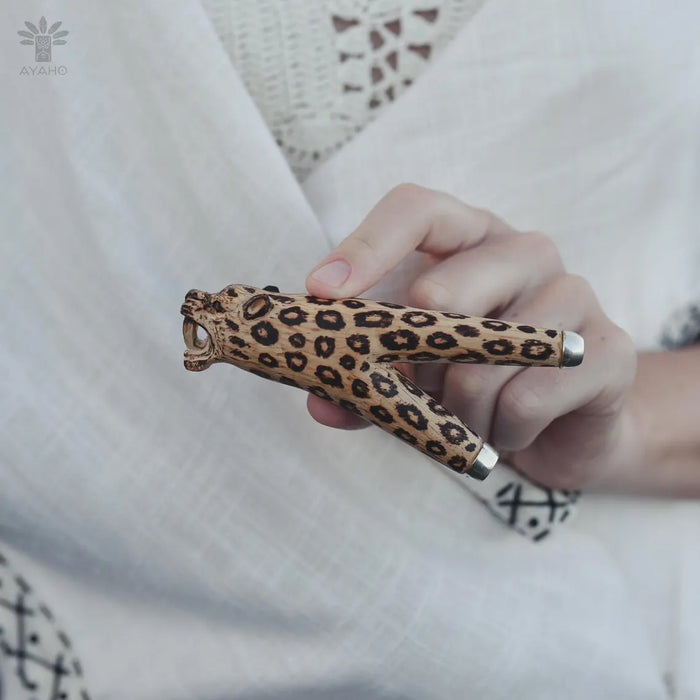 Handcrafted Ethnic Wooden Jaguar Pipe