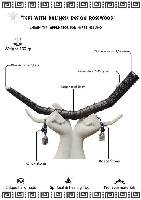 Rosewood Ceremonial Pipe with Ye Ming Zhu Stone | Pipe for Meditation