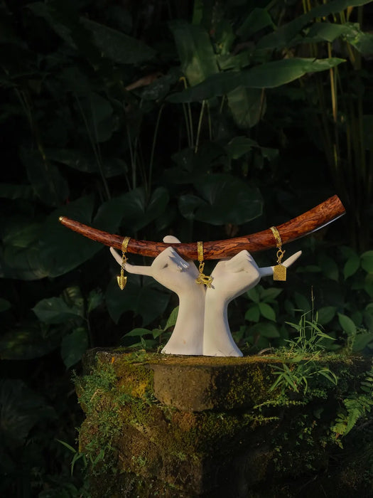 Handmade Balinese Ceremonial Wooden Pipe from Mango Root