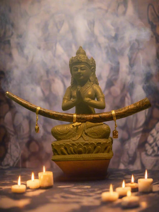 Handmade Balinese Ceremonial Wooden Pipe from Mango Root