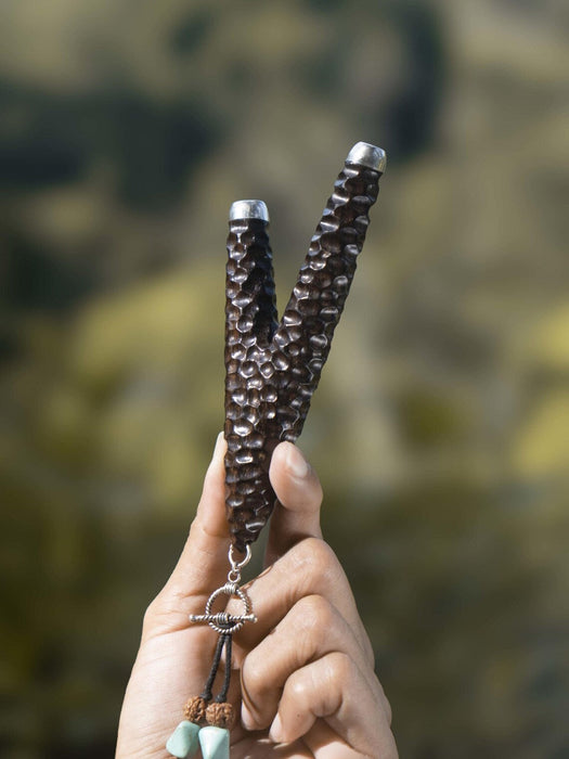 Handmade Wooden Breathing tool with Silver Cups – Handmade Rosewood Applicator