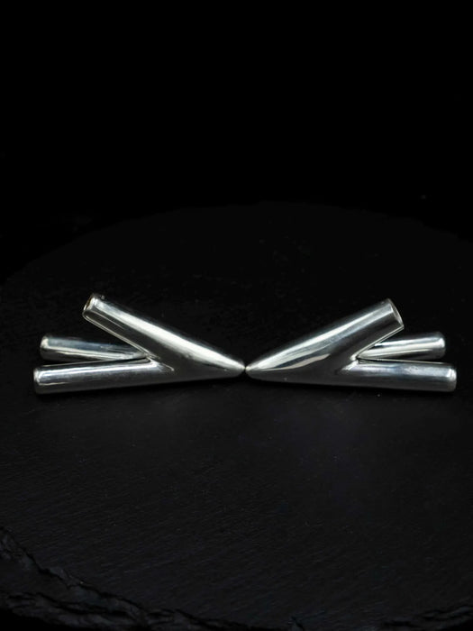 Silver Self-Applicator Pipe: Double-Channel Design - Handmade Bali Ritual Tool