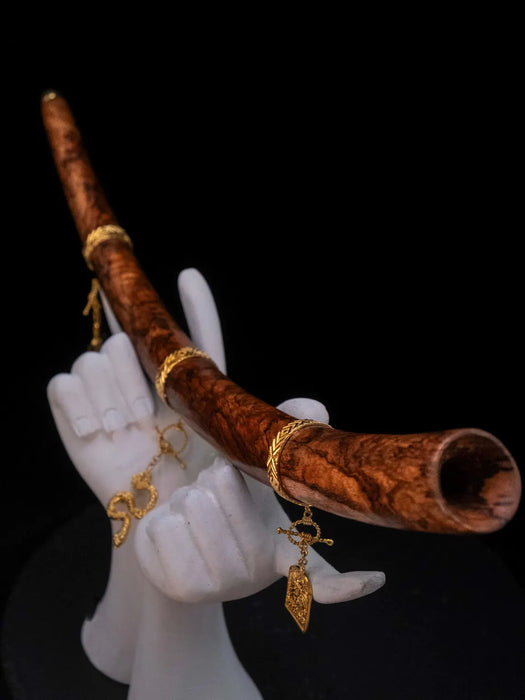 Handmade Balinese Ceremonial Wooden Pipe from Mango Root