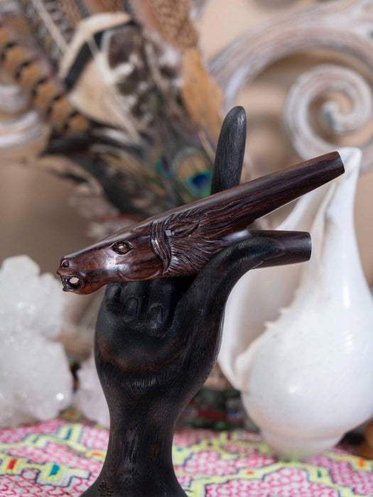 Horse “Totem Power” rosewood ceremonial pipe