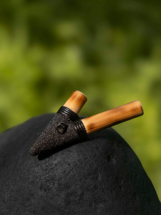 Bamboo Ceremonial Pipe with Lava & Stone – Handmade Self-Applicator