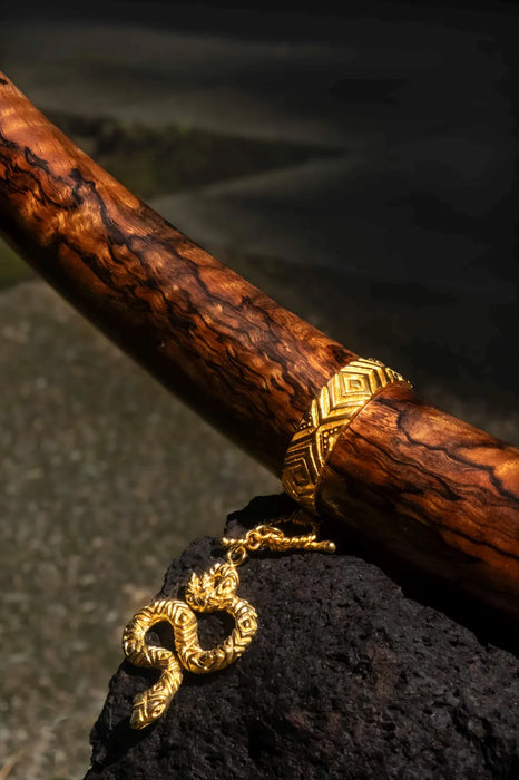 Handmade Balinese Ceremonial Wooden Pipe from Mango Root