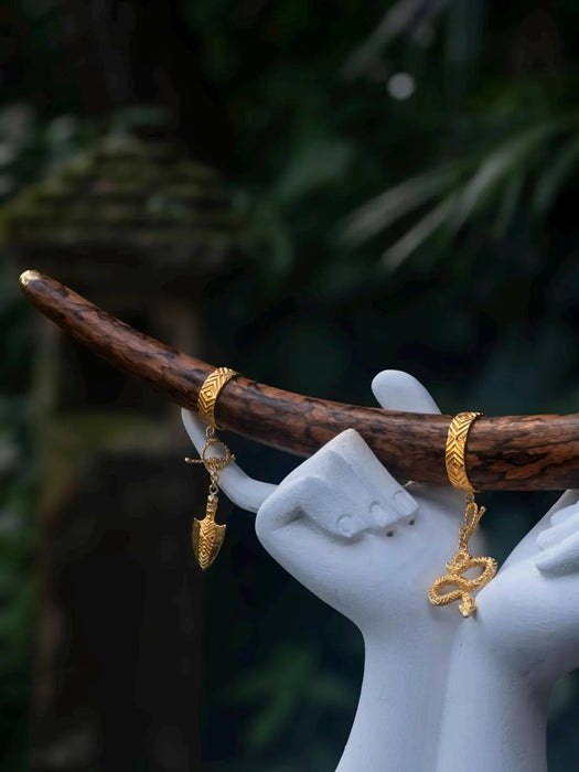 Handmade Balinese Ceremonial Wooden Pipe from Mango Root