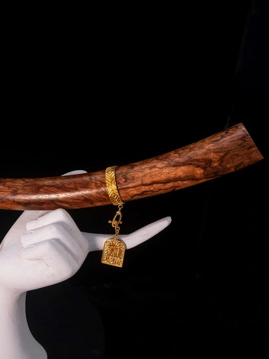 Handmade Balinese Ceremonial Wooden Pipe from Mango Root