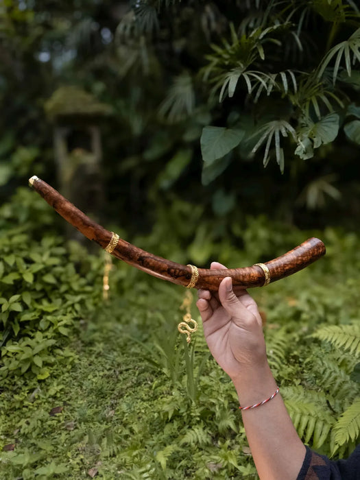 Handmade Balinese Ceremonial Wooden Pipe from Mango Root